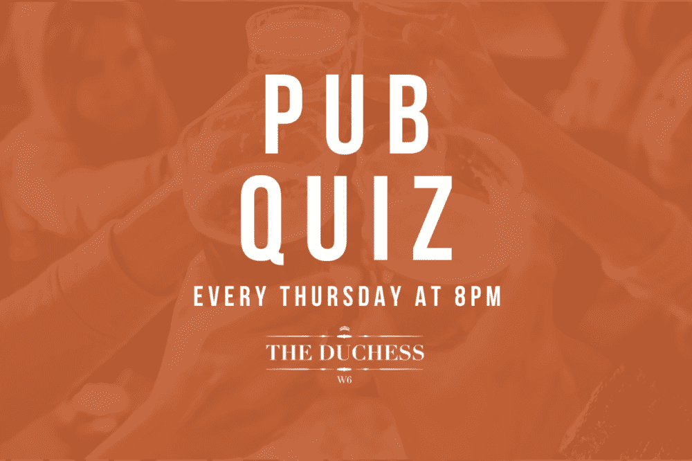 Quiz Night Graphic- Exciting Events at The Duchess, Hammersmith.